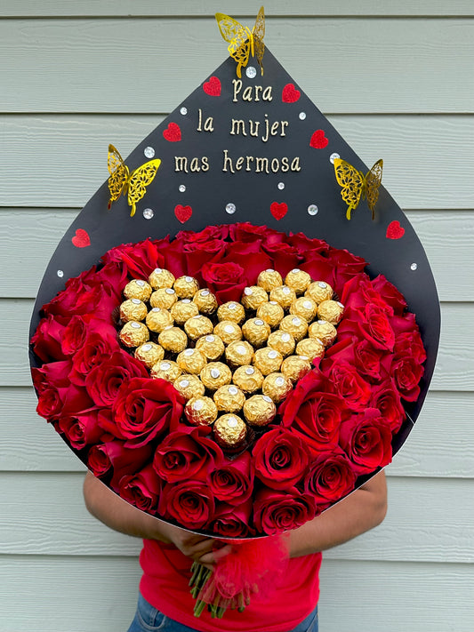 Ramo rosas y chocolates