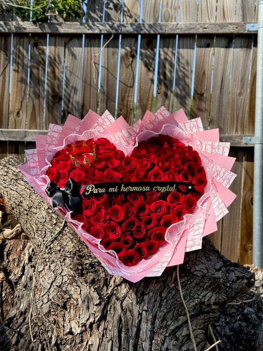 Ramo de corazón 75 rosas 🌹
