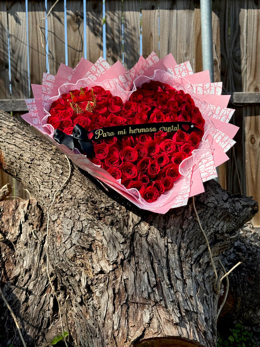 Ramo de corazón 75 rosas 🌹